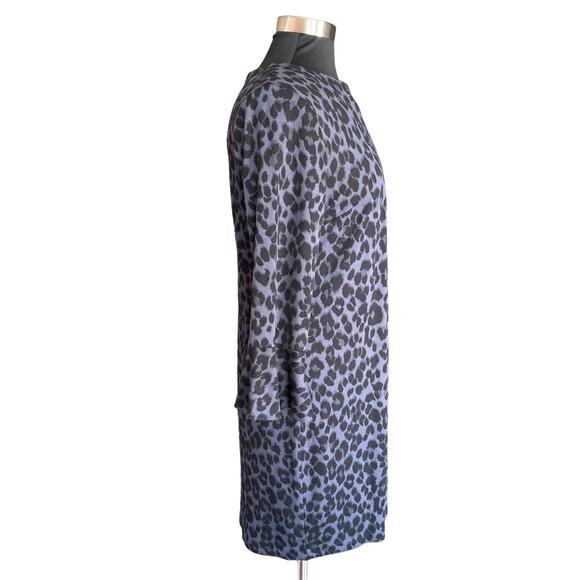 Old Navy Charcoal & Black Animal Print Sheath Dress Sz MED Bell Cuff Knit Office - Picture 4 of 8